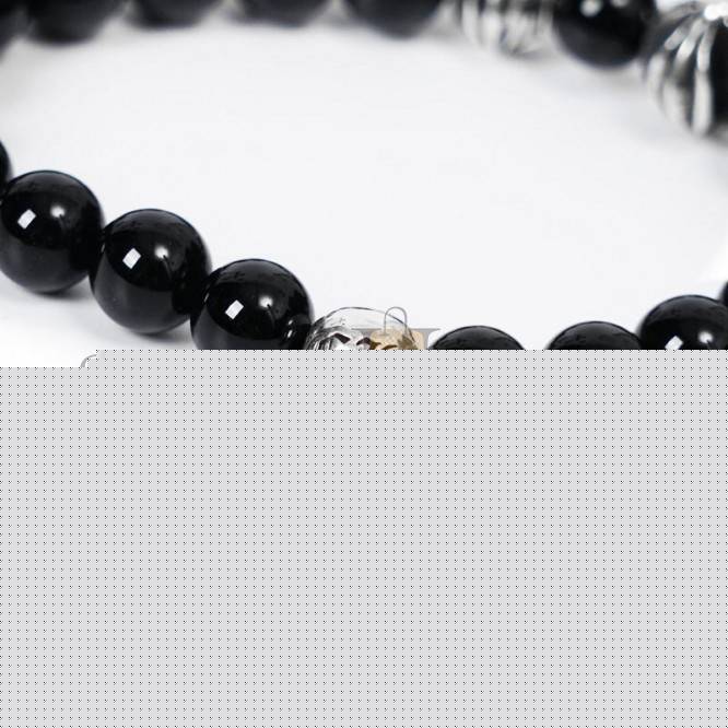 Ch**me He**ts onyx bead bracelet 8mm (4 silver beads)