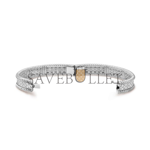 V*N CL*F arpels perlÉe diamonds bracelet, 3 rows, small model - white gold, diamond  vcaro14800