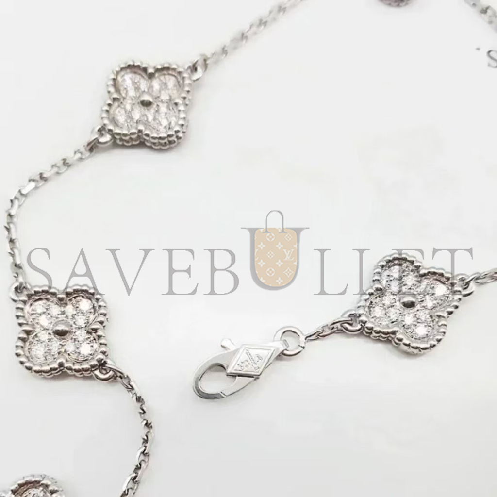 v*n cl*f arpels sweet alhambra bracelet, 6 motifs - white gold, Di*m*nd  vcaro85700