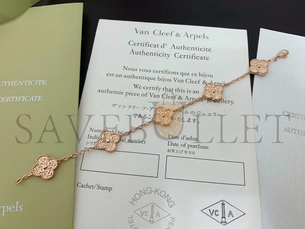 V*N CL*F arpels vintage alhambra bracelet, 5 motifs - rose gold  vcarn9t300