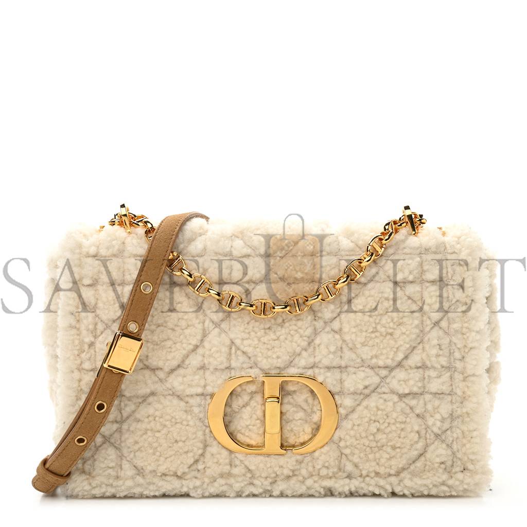 D*or shearling cannage medium caro bag natural (28*17*9.5cm)