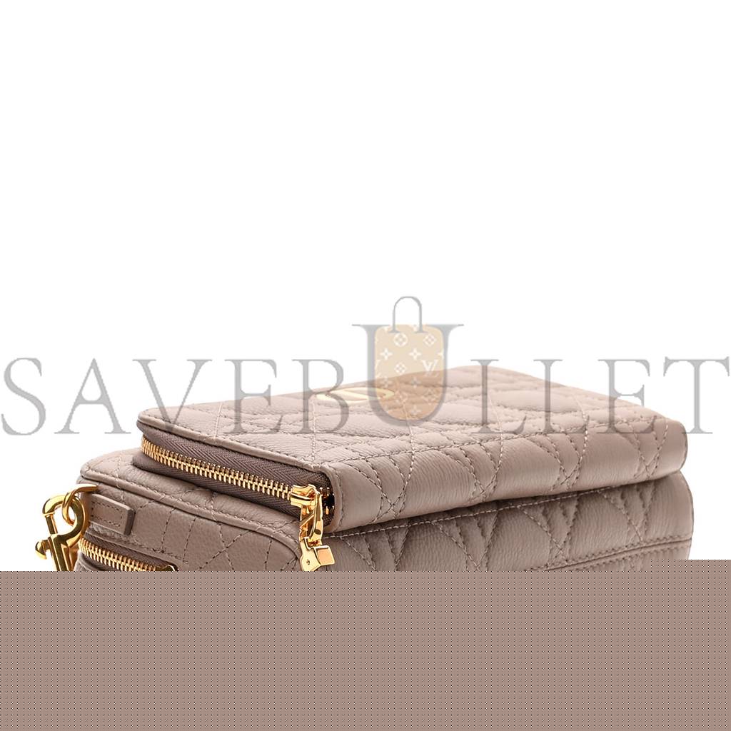 d*or S*pple calfskin caro double pouch warm taupe (19*11*7cm)