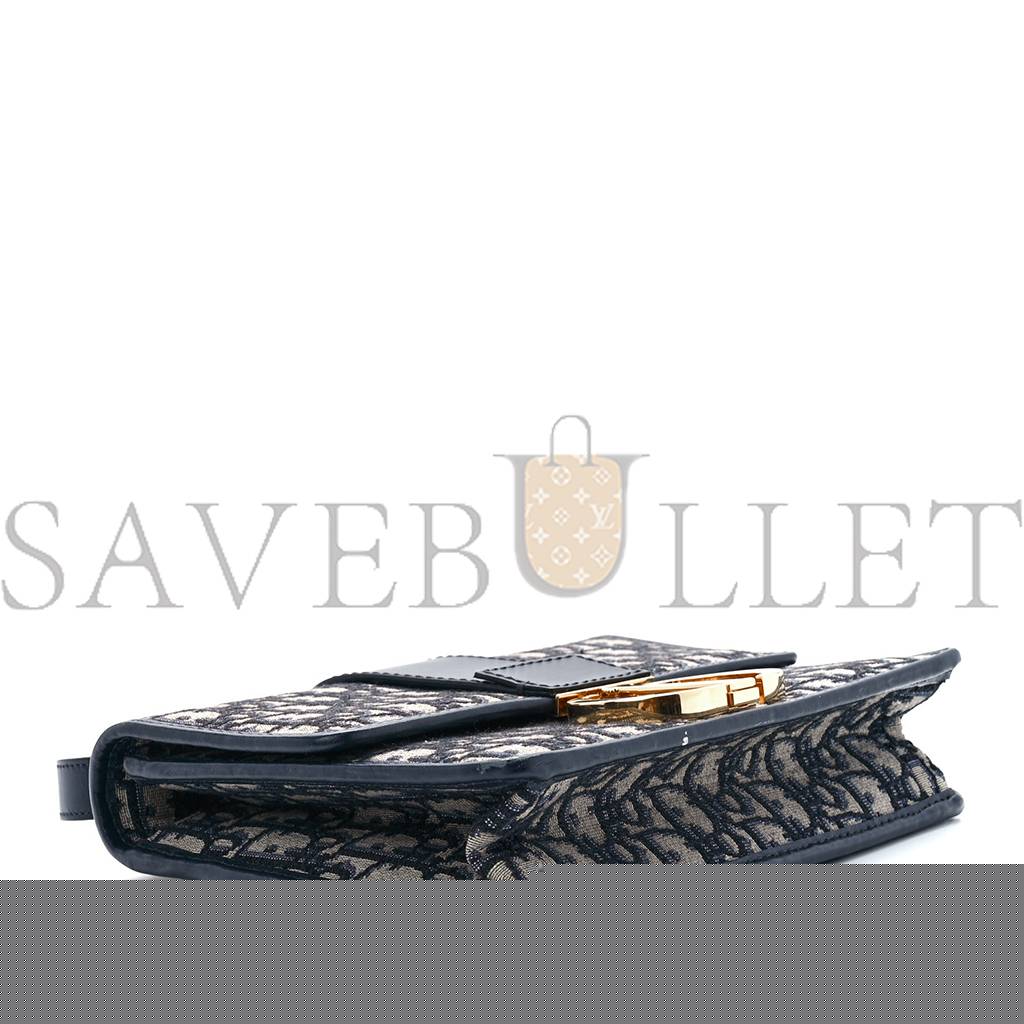 D*or oblique 30 montaigne flap bag blue (24*18*6.4cm)